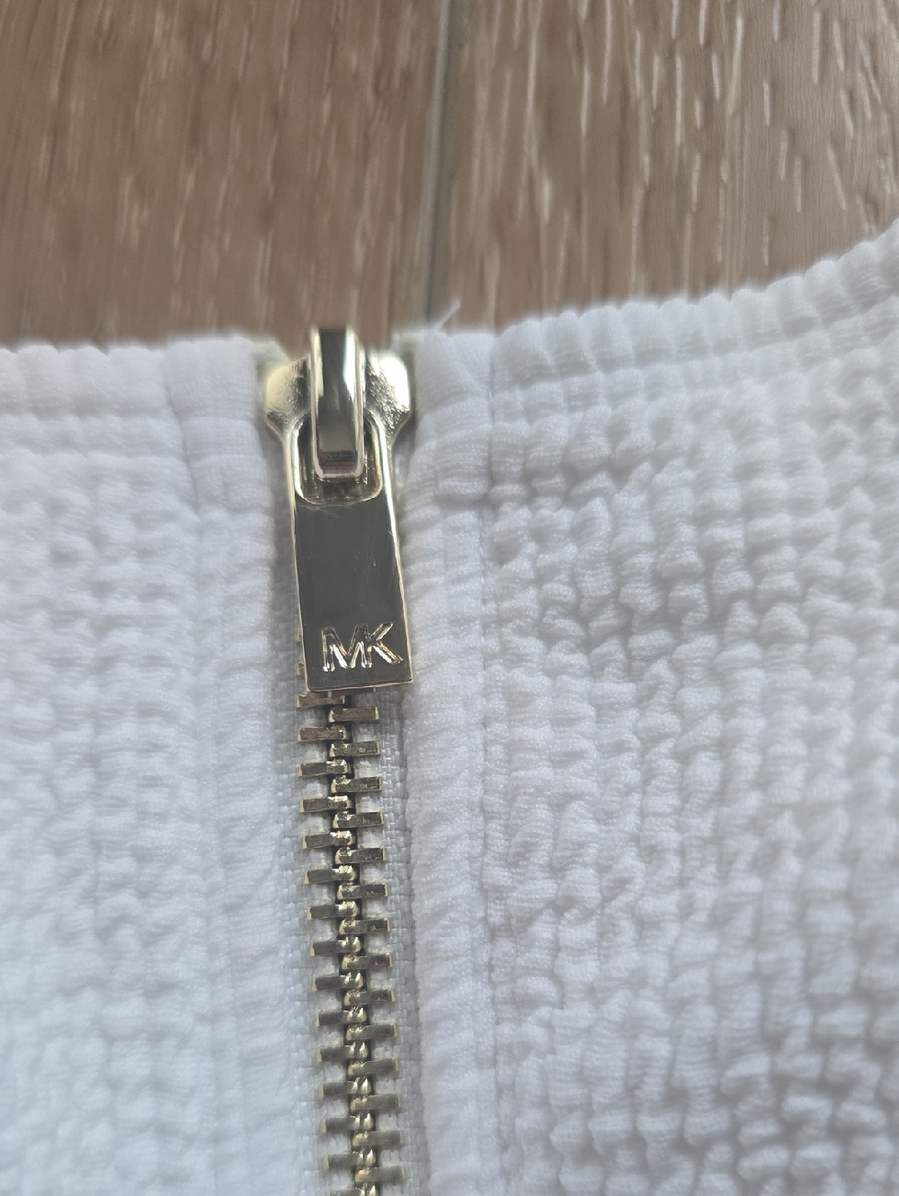 Michael Kors White Ribbed Front Zip One Piece Size 12 - Picture 4 of 9